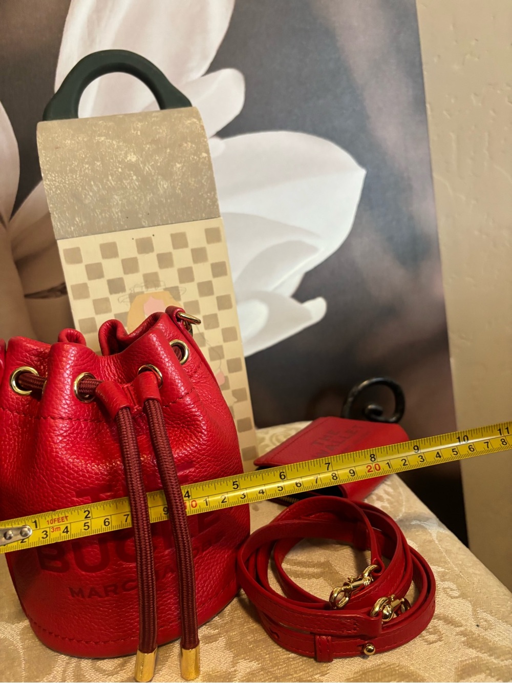 Marc Jacobs Red Pebbled Leather Mini Bucket Bag with Matching Wallet - Picture 9 of 11